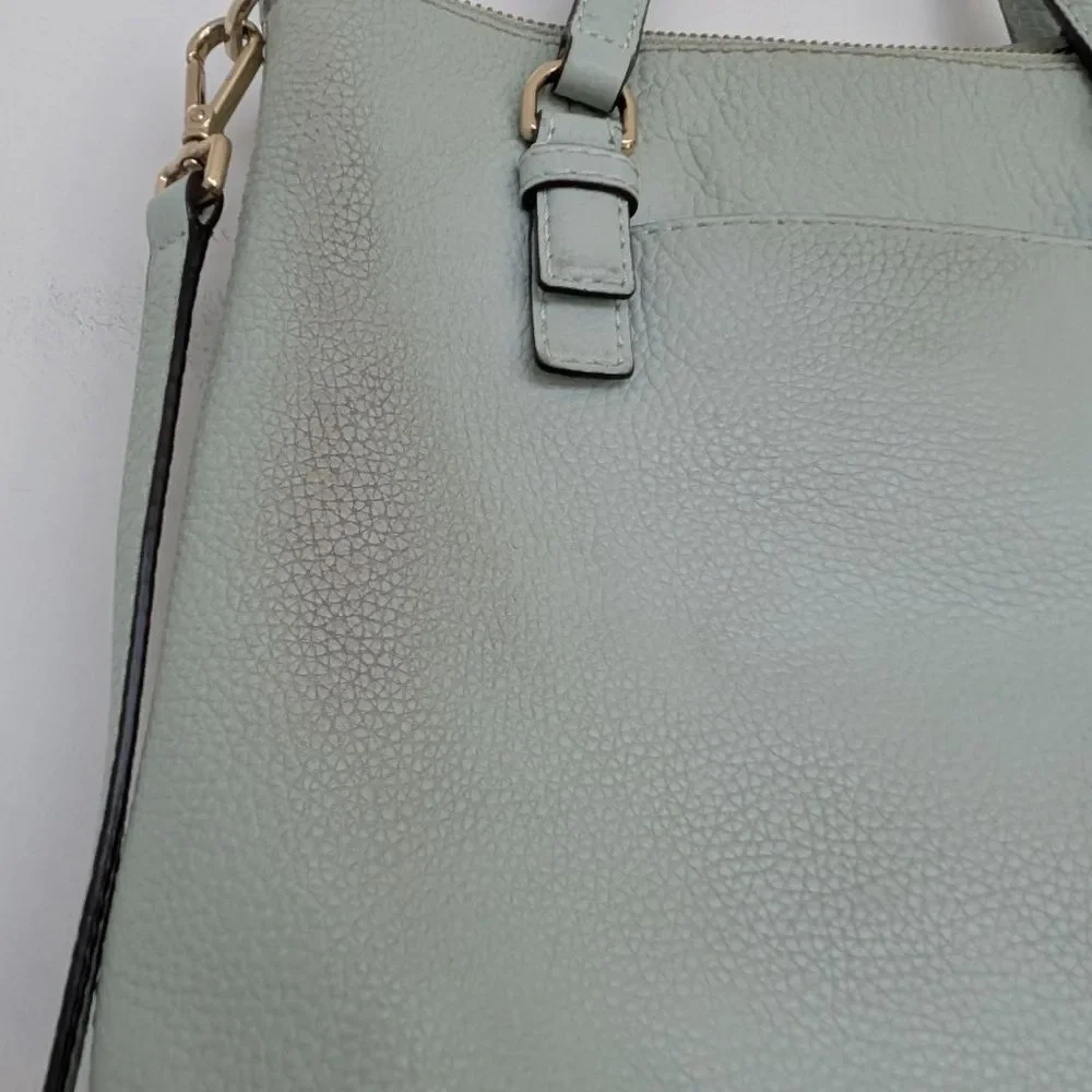 Kate Spade Jackson Street Hayley 100% Leather Sage Green Tote Crossbody Bag